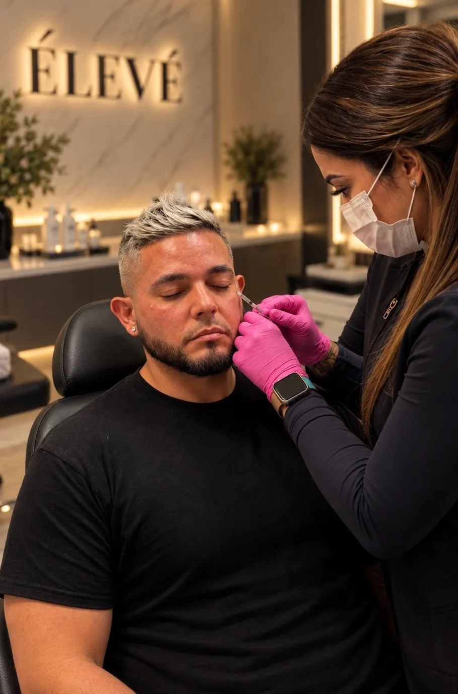 Elizabeth performing a skin treatment for a client at the Élevé studio
